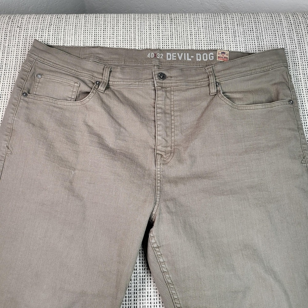 DEVIL-DOG Jeans Mens 43x32 Beige Straight Leg‎ Denim 5 Pocket Pants Casual